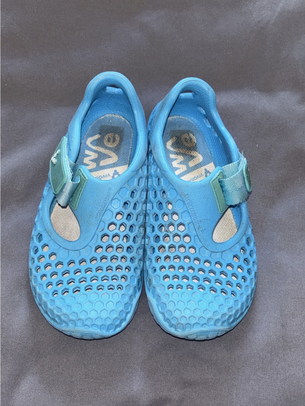 Kids Blue Vivobarefoot Shoes with Adjustable Strap